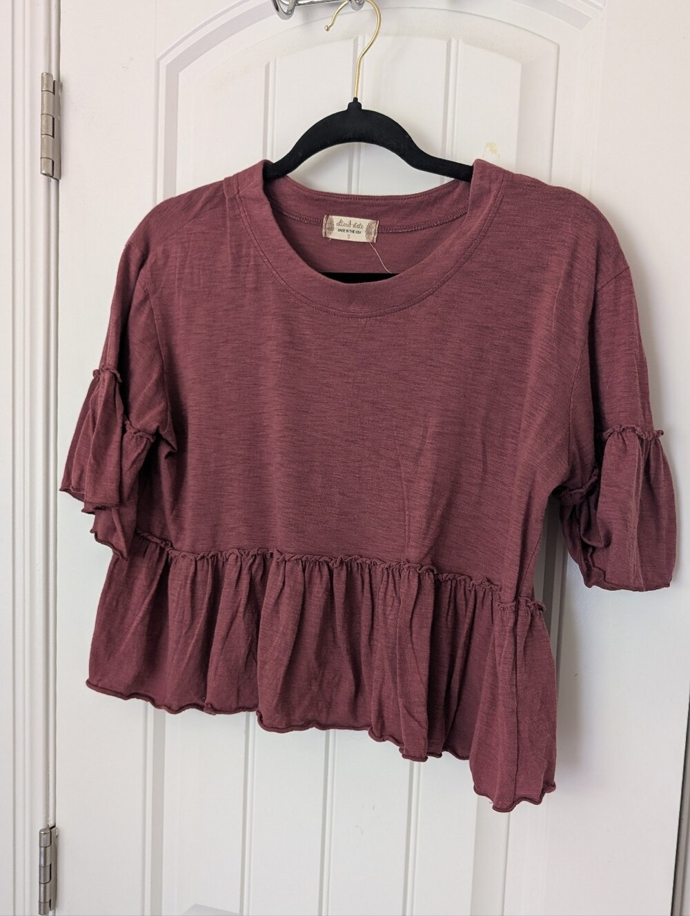 Soft Cropped Short-Sleeve Top in Dusty Rose